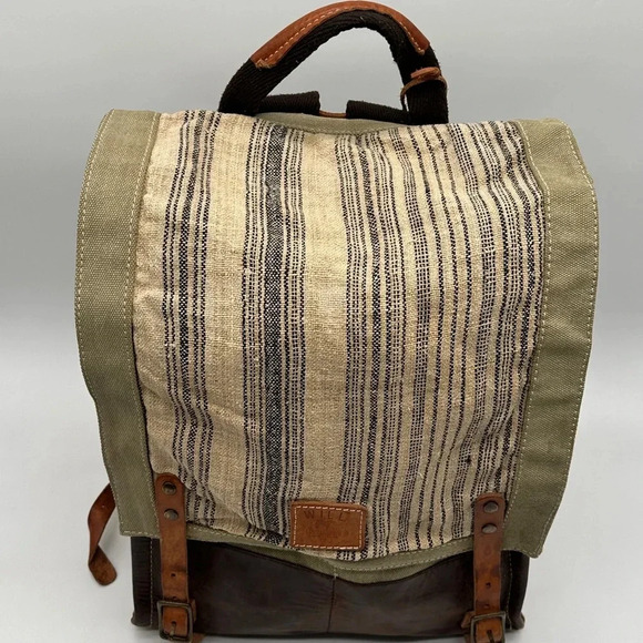 Will Leather Goods River Dome Rucksack Backpack Canvas Leather Multi Color - Picture 3 of 16